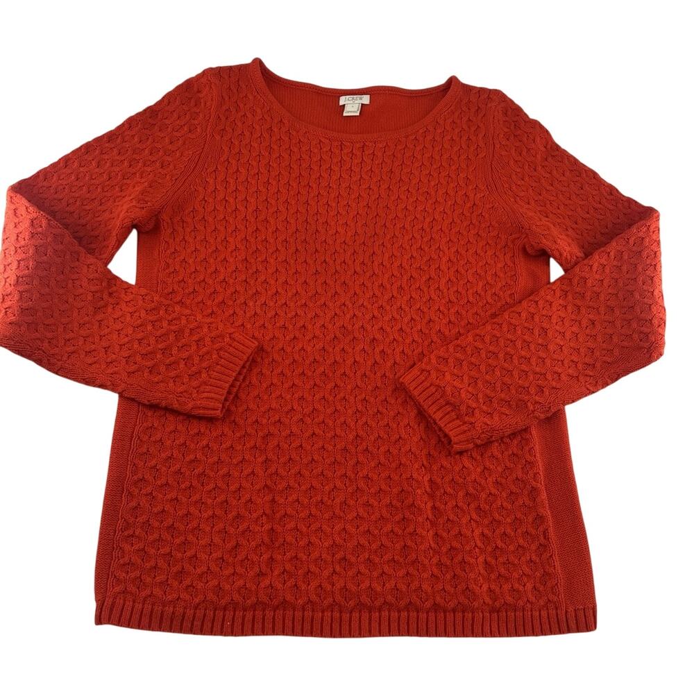 Vintage J. Crew Sweater Womens Small Dk Orange Pullover Long Sleeve Cotton Knit